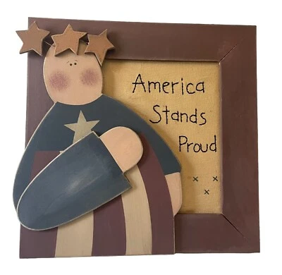 Wooden Rustic America Stands Proud 3D Handpainted Patriotic 4th Of July Decor - Image 1 of 4
