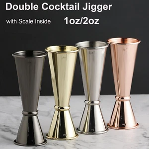 Steel Double Cocktail Jigger Japanese Jigger with Measurements Scale Inside - Picture 1 of 16
