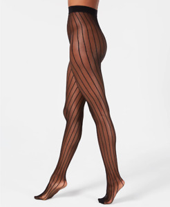 Black Vertical Striped Tights Pantyhose Burlesque Office Club Wear & Parties 