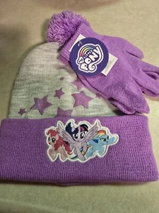 NWT New MY LITTLE PONY Kids Hat & Gloves Set BESTIES Purple/Gray  - Picture 1 of 4