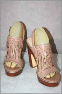 LIU JO Sandales à Franges Cuir Beige T 40 BON ETAT - Imagen 1 de 10