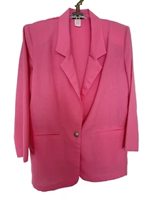 Vintage Linen Size S/M Pink Blazer One Button Fashqué USA Made Business Career - Picture 1 of 16