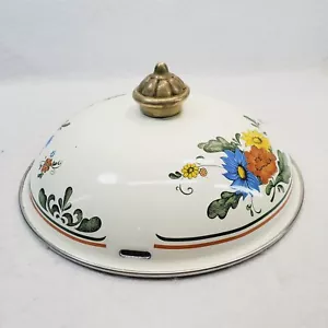 Vintage M. Kamenstein Inc. Enamel Brass Two Quart Floral Pot Lid 7-1/2" - Picture 1 of 24
