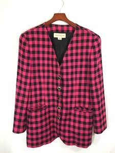 Blazer Acolchado De Colección Jones New York Rosa Caliente Carrera Años 80’s Talla 12 Verano - Imagen 1 de 3