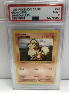 Pokemon PSA 9 SHADOWLESS Base Set UN-COMMON Growlithe 28/102 - PSA Graded MINT 9 - Bild 1 von 2