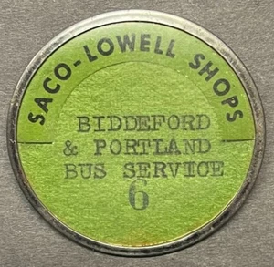 PRE WW2 SACO LOWELL SHOPS BIDDEFORD PORTLAND BUS LOW #6 WORKER'S BADGE COMPLETE - Picture 1 of 3