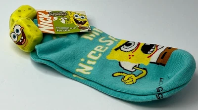 2005 Viacom Nickelodeon Bob Esponja Pantalones Cuadrados Calcetines al Tobillo Pom Cabezas 4-10.5 Foto 1 de 4