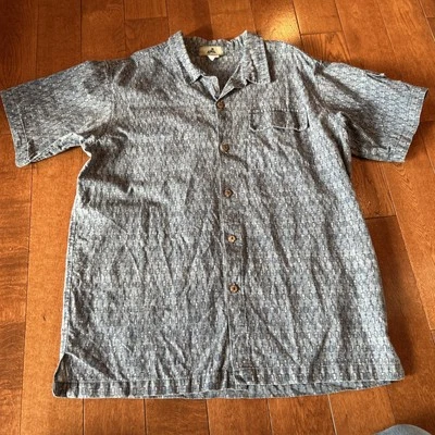 EMS Men’s Short Sleeve Shirt Hemp Cotton Button Up Blue Made In USA - Image 1 of 4