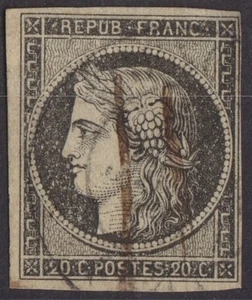 BRIEFMARKE FRANKREICH CERES N 3 GESTEMPELT MIT FEDER REF 1473 - Bild 1 von 2