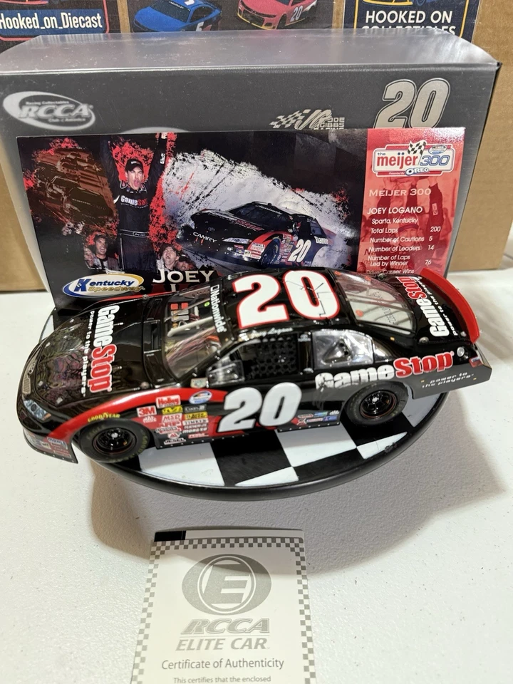 Joey Logano ELITE #20 GameStop Kentucky Win 2008 1/24 Nascar Diecast - Image 1 of 4