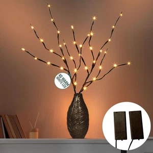 2 Pack LED Twig Branch Lights Warm White Willow Branches Battery Powered 20 LED - Picture 1 of 7