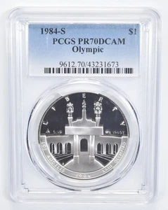 PR70 1984-S DCAM LA Olympics Commemorative Silver Dollar PCGS *2494 - Picture 1 of 5