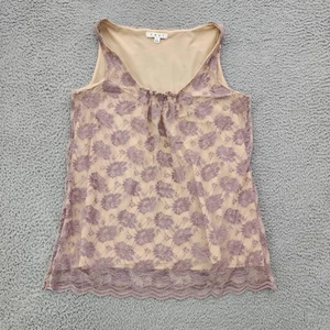 Cabi Tank Top Womens Large Floral Lace Overlay Stretch Lined 663 Sleeveless Shir - Picture 1 of 10