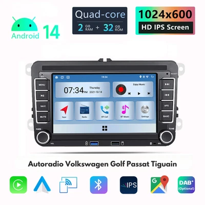 Autoradio Golf 5 6 Stereo Carplay Android Usb 1GB Ram32 2 Din Con Schermo 7" 12V - Immagine 1 di 4