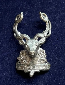 STAGS HEAD ENGELBERG SWISS ALPS VINTAGE WHITE METAL WALKING STICK BADGE - Picture 1 of 4