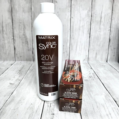 Matrix Color Sync X-COV 6NW y 7nm 2 oz. & Activador de cobertura extra 20V 16 oz. Foto 1 de 2
