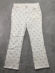Lilly Pulitzer Jeans Women's 14 White Denim Bootcut Embroidered Whale Preppy - Picture 1 of 15