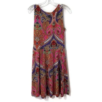 Lauren Ralph Lauren Paisley Sleeveless Faux Wrap Dress Size XS Stretch V-Neck - Image 1 of 4