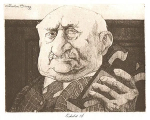 *De colección* Litografía Duotona Charles Bragg 1975 de grabado exhibir un abogado - Imagen 1 de 2