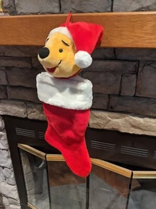 90's Disney Store WINNIE THE POOH 20" Plush Stuff 3D Head CHRISTMAS STOCKING - Picture 1 of 5