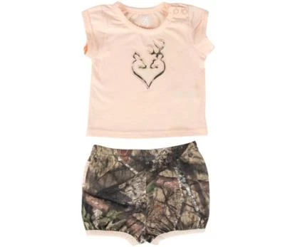 Browning 女宝宝套装星尘衬衫荷叶边短裤卧铺杏 — 第 1/2 张图片