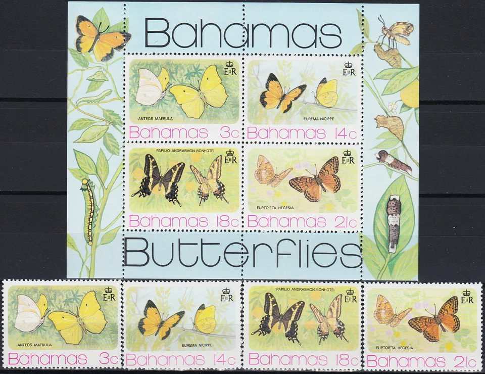巴哈马套装 & S/S 蝴蝶 1975 年全新邮票-23 欧元 — 第 1/1 张图片