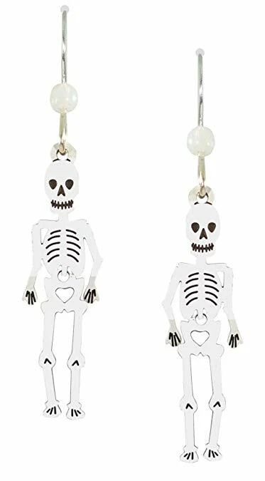 Pendientes hipoalergénicos ESQUELETO blancos, enchapados en plata de ley, de Sienna Sky Foto 1 de 1