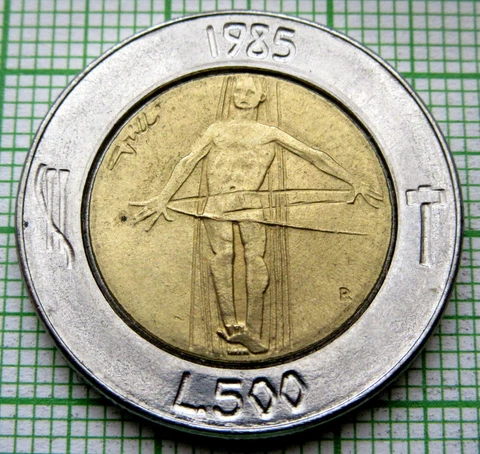 SAN MARINO 1985 500 LIRE, REDEMPTION FROM DRUGS, BI-METALLIC UNC Cover