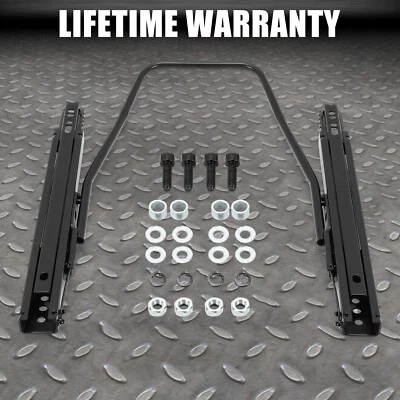 Black Front Seat Slider Dual Lock Seat Base Mounting Track Assembly Universal Foto 1 de 4