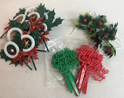Abuela Navidad Vintage Look Cupcake Pick Sampler 36 piezas Coronas Acebo Retro Foto 1 de 4