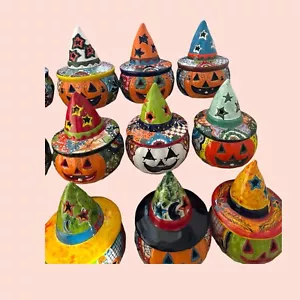 Talavera pumpkin with hat Jack o lantern candle holder Halloween pumpkin - Picture 1 of 10