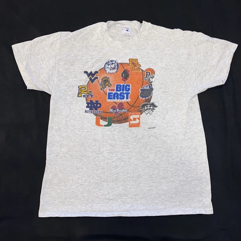 Vintage Delta USA Made NCAA Basketball Big East Huskies Boston Miami ND Shirt XL Cover