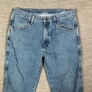 VTG Rustler Jeans Mens 32x28 Blue Relaxed Straight 4 Pocket Workwear Tag 34x29 - Picture 1 of 10