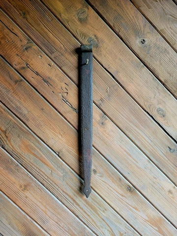 19c Antique Hand Wrought Forged Iron Barn Door Strap Hinges 23" Cover