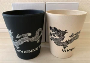 VIVIENNE TAM Novelty Ivory&Black Bamboo Tumbler Mug 280ml(Set of 2) wz/Box Rare - Picture 1 of 7