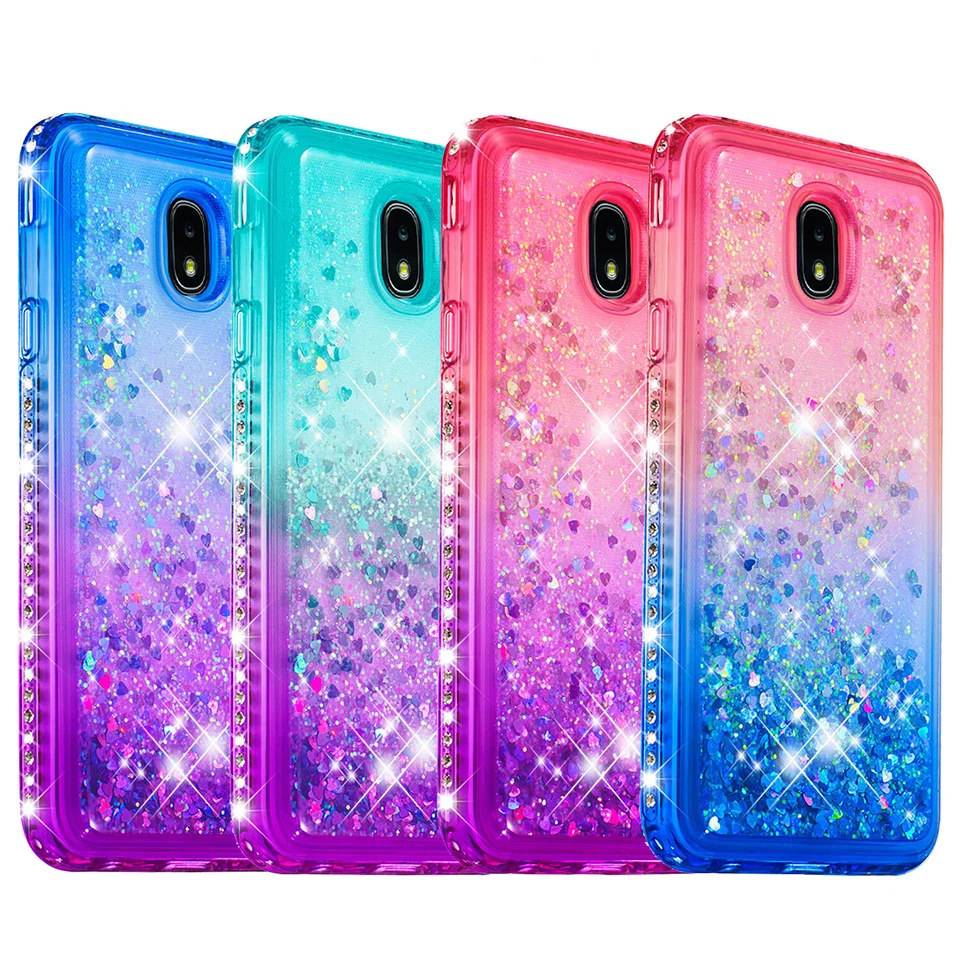 Funda para Samsung Galaxy A10E/A50/S10/Note 10/J3/J7/S9 diamante líquido arena movediza Foto 1 de 1