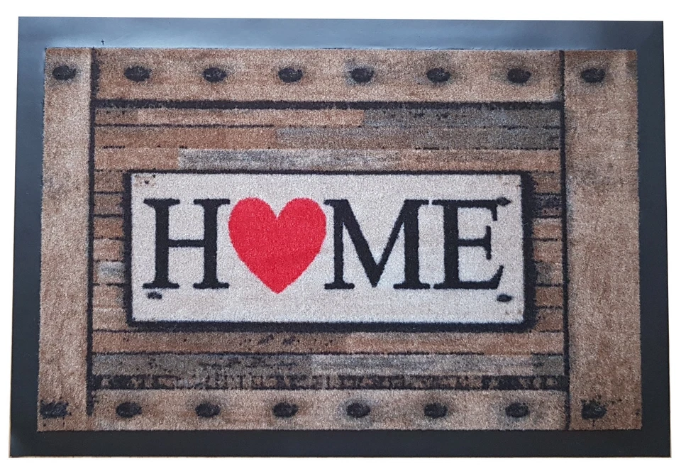 Türmatte Fußmatte Home Herz braun schwarz Schmutzmatte Home Vintage - Bild 1 von 1