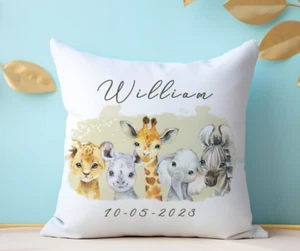 Cojín de diseño Safari personalizado para niños, almohada para niños pequeños, diseño de habitación infantil - Imagen 1 de 3
