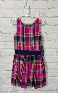 NEW POLO Ralph Lauren Girls Pink Plaid Sleeveless Lined Dress Size 4/4T - Picture 1 of 4