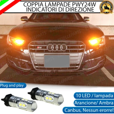 COPPIA LAMPADE LED PWY24W AUDI A5 B8 8T CANBUS 10 LED FRECCE ANTERIORI - Immagine 1 di 4
