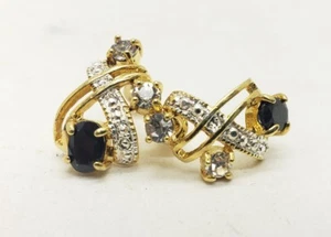 Schwarzer Onyx und Kristall Faux Gold Modeschmuck Ohrstecker - Bild 1 von 3