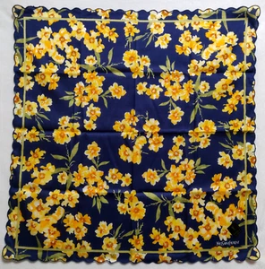 Yves Saint Laurent Bufanda Mujer 100% Seda Azul Estampado Floral 18" x 18" Totalmente Nueva - Imagen 1 de 4