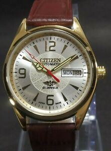 Vintage Citizen Automatic Day & Date 21 Jewels Gold Plated Men's Wrist Watch