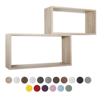MENSOLE DA PARETE RETTANGOLARI SET DI 2 PZ VARI COLORI MOD. BISLUNGO - Immagine 1 di 4