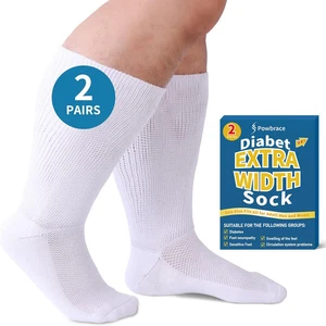 2 Pairs Wide Diabetic Socks for Men Women plus Size, Lymphedema, Swollen Feet, E - Picture 1 of 12