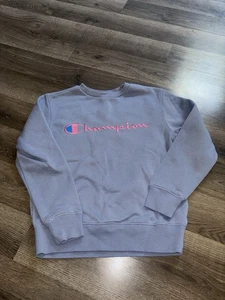 Niños Champion Cuello Redondo Manga Larga Azul y Rosa Talla Pequeña  - Imagen 1 de 2