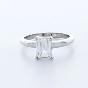1.29ct E-VS2 Emerald Natural Diamond 18k  Classic Solitaire Engagement Ring - Picture 1 of 8