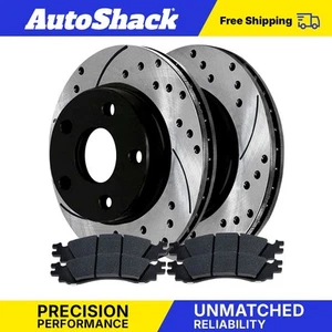 Front Drilled Disc Rotors Black Ceramic Brake Pads for Ford Explorer - Picture 1 of 7