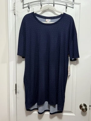 Camiseta informal LuLaRoe Hudson Top Unisex Talla Grande 2XL Azul Marino Blanco Lunares Nueva con Etiquetas Foto 1 de 4