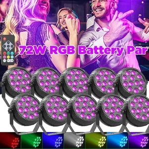 Luces Par Recargables 10PC Batería RGB Inalámbricas 12LED Luces DJ con Control Remoto - Imagen 1 de 17